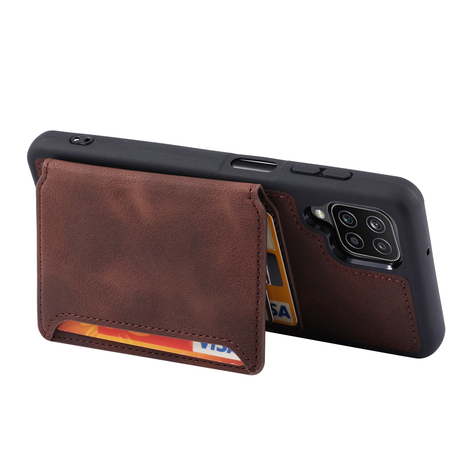 For Samsung Galaxy A12 / M12 RFID Blocking Phone Case Leather Coated TPU Cover with Kickstand Wallet For Samsung Galaxy A12 / M12 RFID Blocking Phone Case Leather Coated TPU Cover with Kickstand Wallet